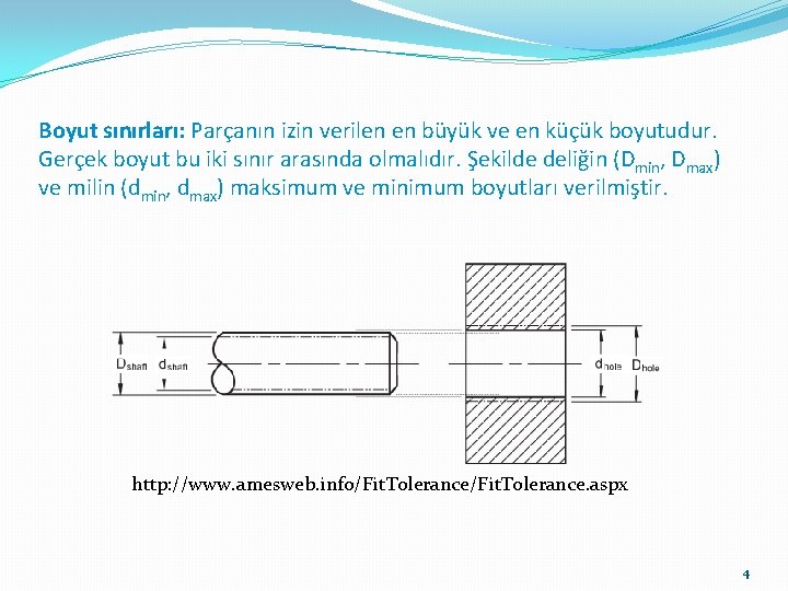 Boyut sınırları: Parçanın izin verilen en büyük ve en küçük boyutudur. Gerçek boyut bu