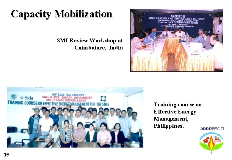 Capacity Mobilization SMI Review Workshop at Coimbatore, India Training course on Effective Energy Management,