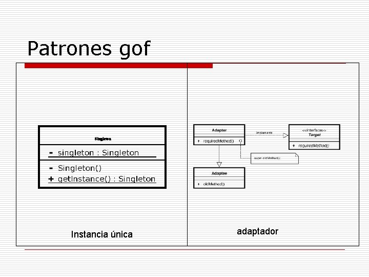 Patrones gof Instancia única adaptador Patrones gof Instancia única adaptador