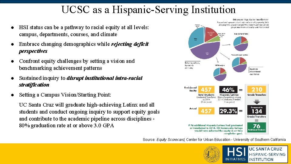 UCSC as a Hispanic-Serving Institution ● HSI status can be a pathway to racial