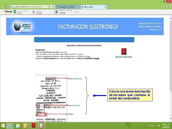 Esta es una breve descripción de los datos que contiene el ticket del combustible.