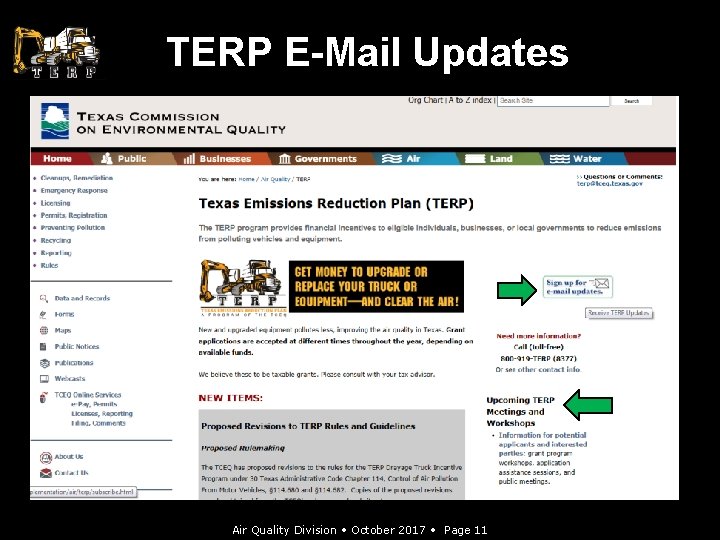TERP E-Mail Updates www. terpgrants. org Air Quality Division • October 2017 • Page