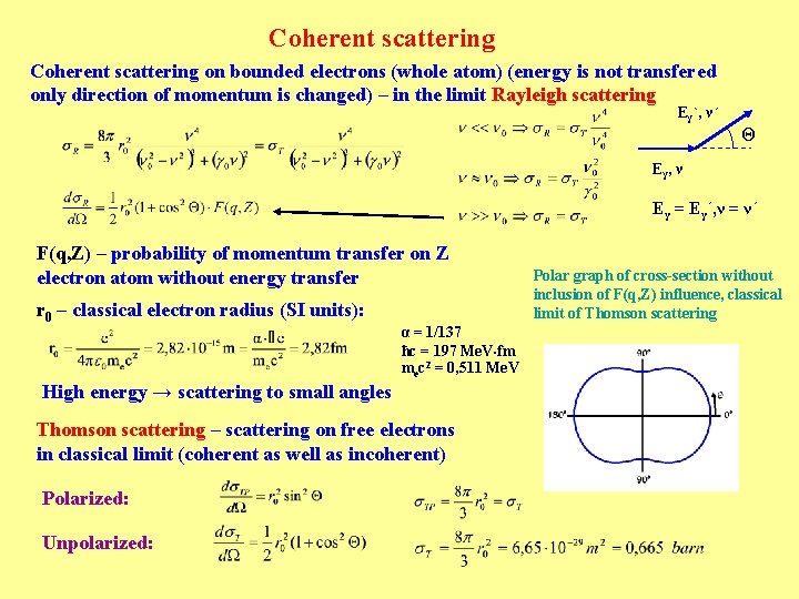 Coherent scattering on bounded electrons (whole atom) (energy is not transfered only direction of