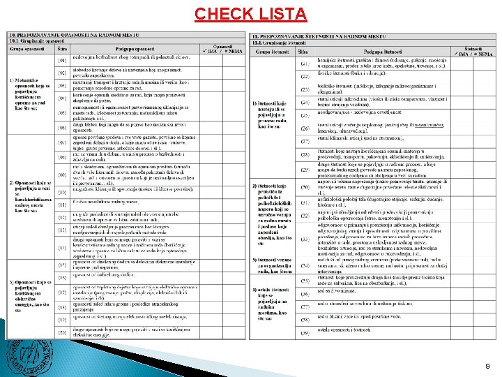 CHECK LISTA 9 