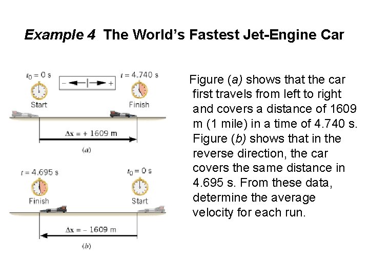 Example 4 The World’s Fastest Jet-Engine Car Figure (a) shows that the car first