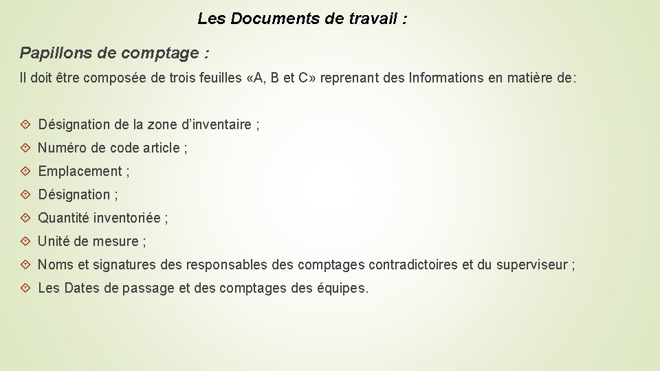 Les Documents de travail : Papillons de comptage : Il doit être composée de Les Documents de travail : Papillons de comptage : Il doit être composée de