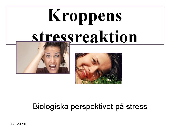 Kroppens stressreaktion Biologiska perspektivet på stress 12/6/2020 