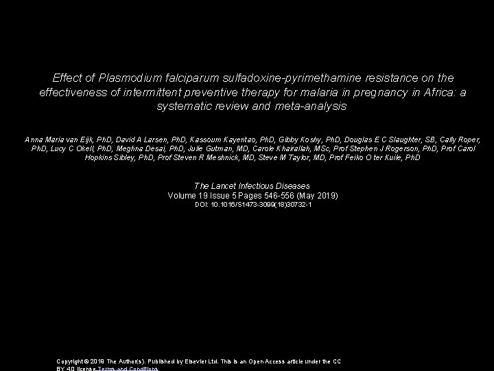 Effect of Plasmodium falciparum sulfadoxine-pyrimethamine resistance on the effectiveness of intermittent preventive therapy for