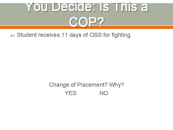 You Decide: Is This a COP? Student receives 11 days of OSS for fighting.