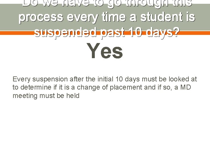Do we have to go through this process every time a student is suspended