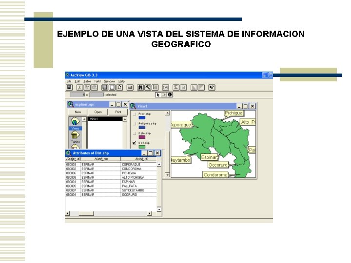 EJEMPLO DE UNA VISTA DEL SISTEMA DE INFORMACION GEOGRAFICO 