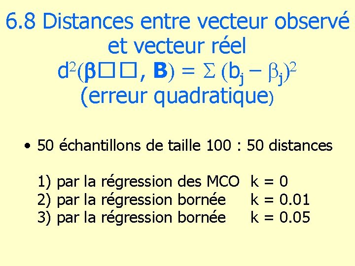 6. 8 Distances entre vecteur observé et vecteur réel d b��, B = bj