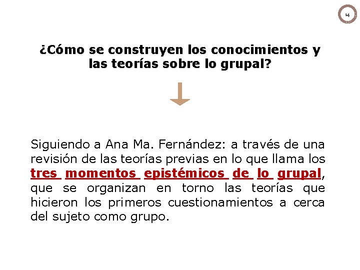 14 ¿Cómo se construyen los conocimientos y las teorías sobre lo grupal? Siguiendo a 14 ¿Cómo se construyen los conocimientos y las teorías sobre lo grupal? Siguiendo a