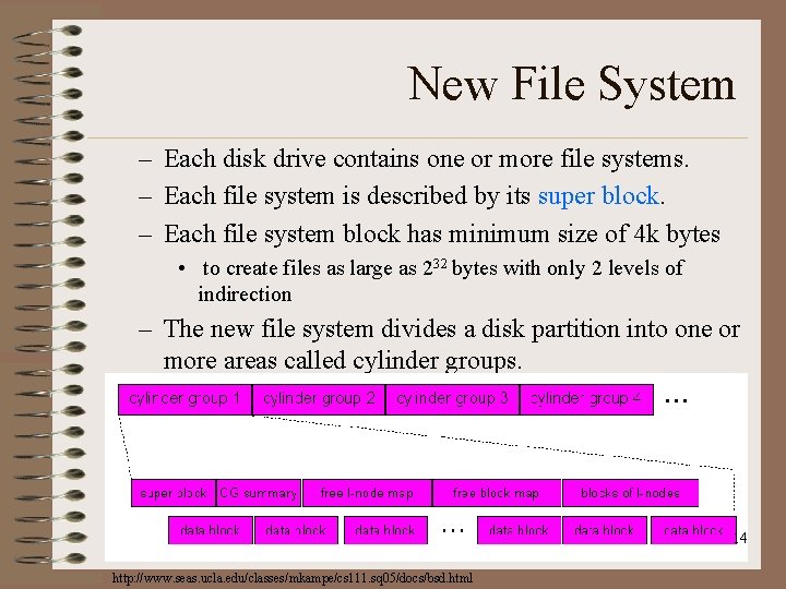 New File System – Each disk drive contains one or more file systems. –