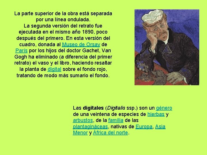La parte superior de la obra está separada por una línea ondulada. La segunda