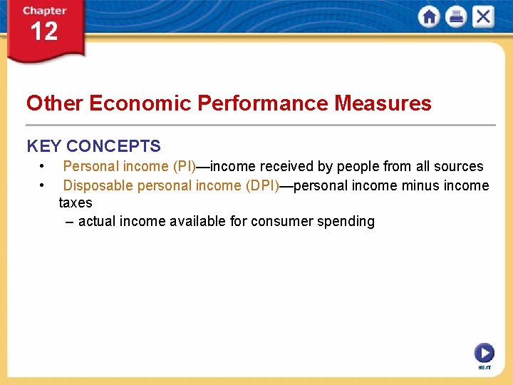 Other Economic Performance Measures KEY CONCEPTS • • Personal income (PI)—income received by people