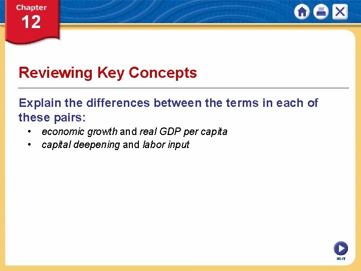 Reviewing Key Concepts Explain the differences between the terms in each of these pairs: