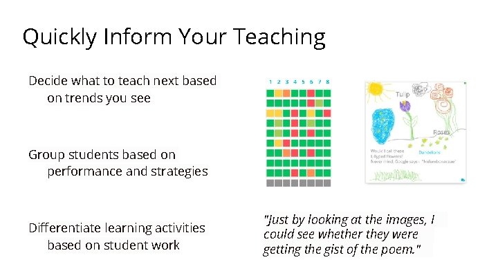 Quickly Inform Your Teaching Decide what to teach next based on trends you see