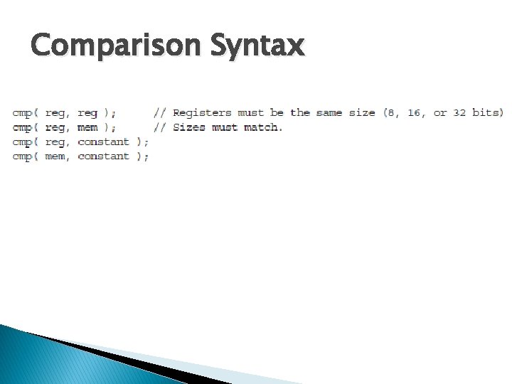 Comparison Syntax 