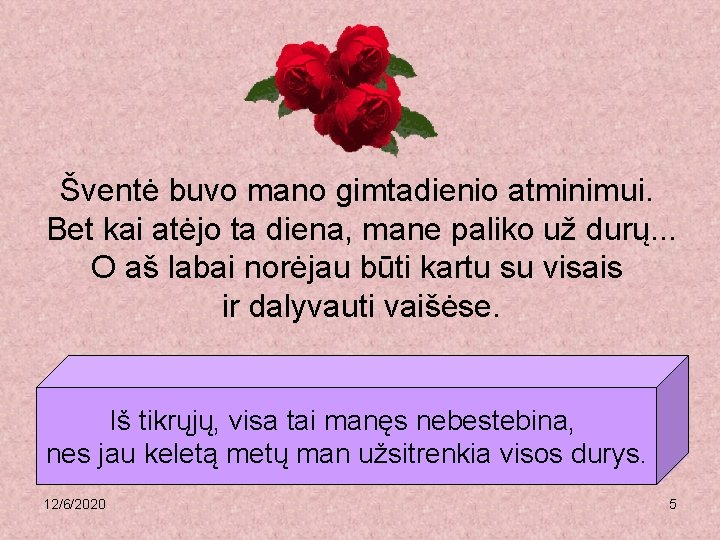 Šventė buvo mano gimtadienio atminimui. Bet kai atėjo ta diena, mane paliko už durų.