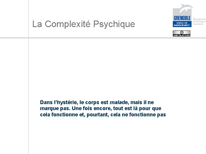 La Complexité Psychique Dans l’hystérie, le corps est malade, mais il ne marque pas.