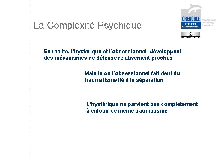 La Complexité Psychique En réalité, l’hystérique et l’obsessionnel développent des mécanismes de défense relativement