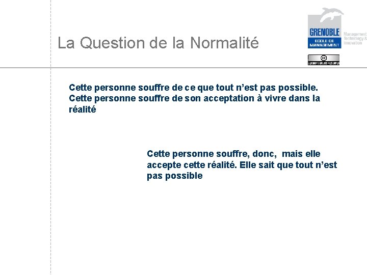 La Question de la Normalité Cette personne souffre de ce que tout n’est pas