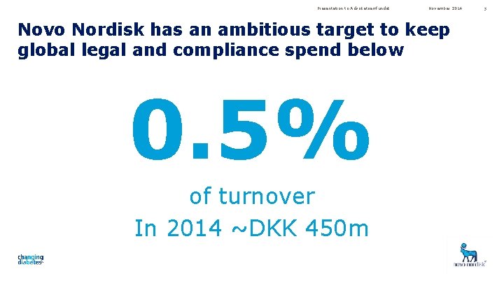 Presentation to Advokatsamfundet November 2014 Novo Nordisk has an ambitious target to keep global