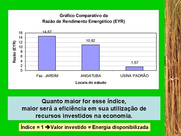 Quanto maior for esse índice, maior será a eficiência em sua utilização de recursos