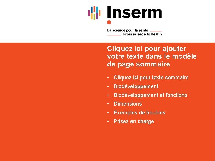 Cliquez ici pour ajouter votre texte dans le modèle de page sommaire • Cliquez