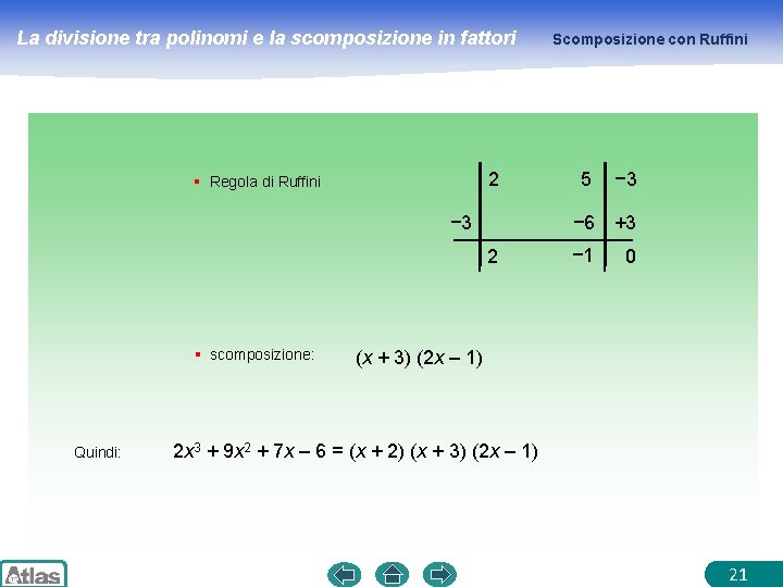 La divisione tra polinomi e la scomposizione in fattori 2 § Regola di Ruffini