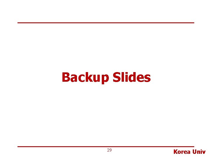 Backup Slides 29 Korea Univ 