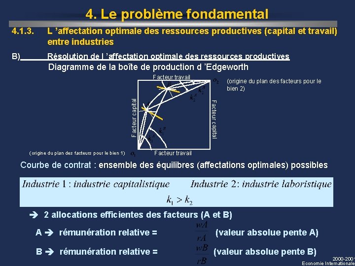 4. Le problème fondamental 4. 1. 3. L ’affectation optimale des ressources productives (capital