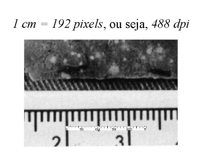 1 cm = 192 pixels, ou seja, 488 dpi 