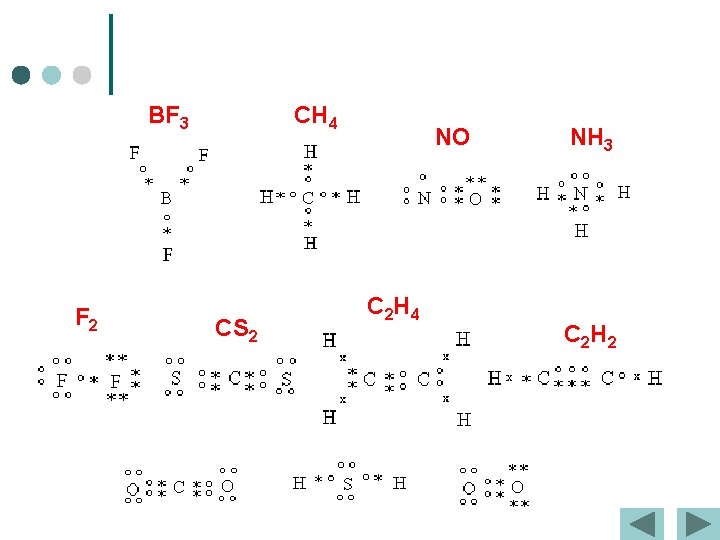 BF 3 F 2 CH 4 CS 2 NO C 2 H 4 NH