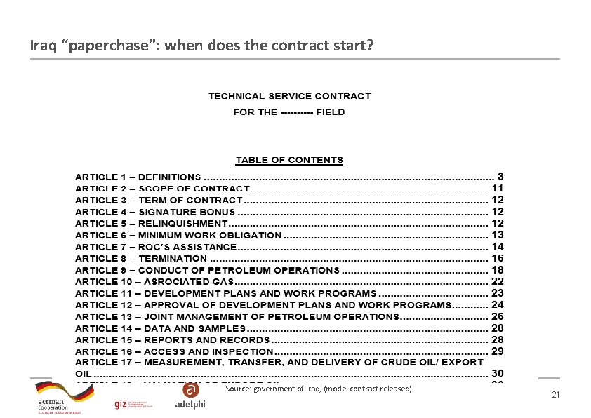 Iraq “paperchase”: when does the contract start? Source: government of Iraq, (model contract released) Iraq “paperchase”: when does the contract start? Source: government of Iraq, (model contract released)