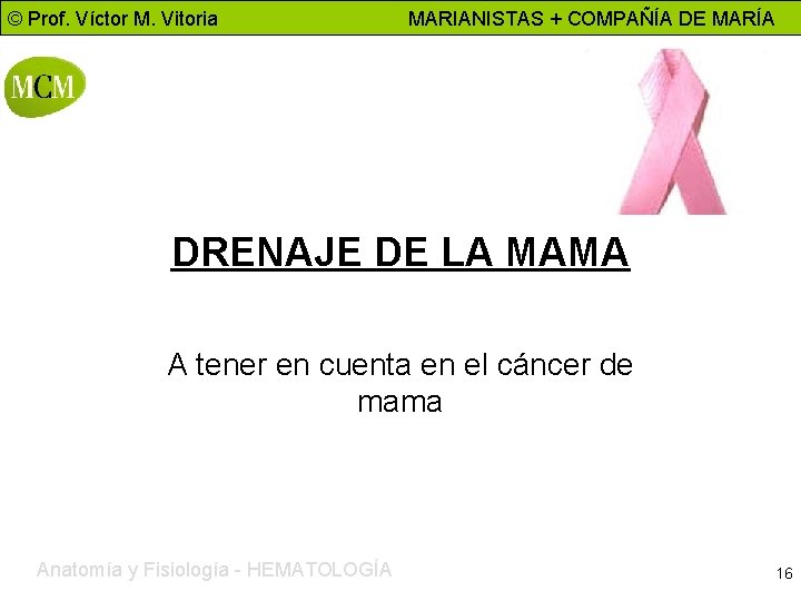 © Prof. Víctor M. Vitoria MARIANISTAS + COMPAÑÍA DE MARÍA DRENAJE DE LA MAMA