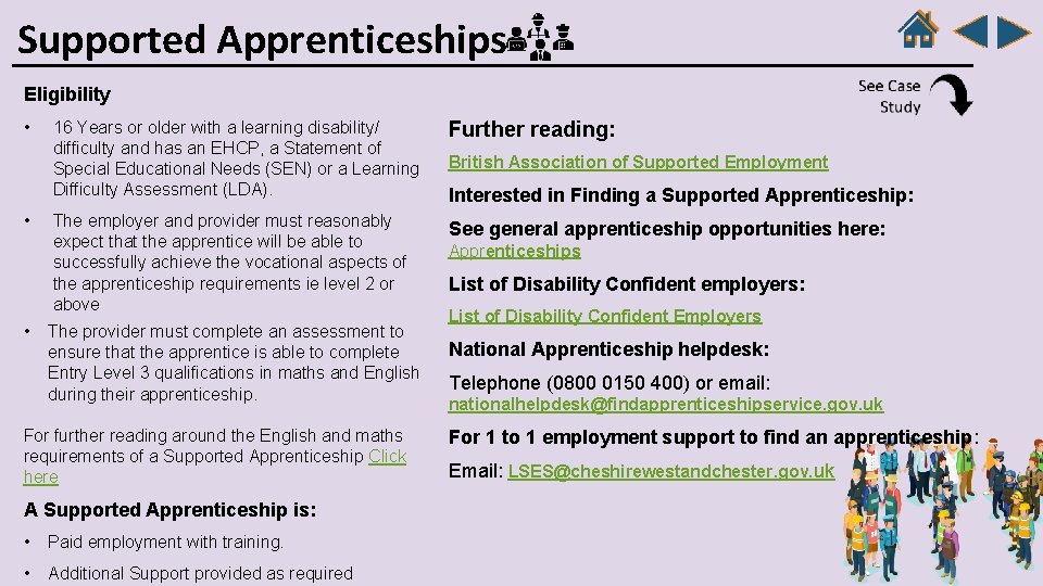 Supported Apprenticeships Eligibility • • • 16 Years or older with a learning disability/