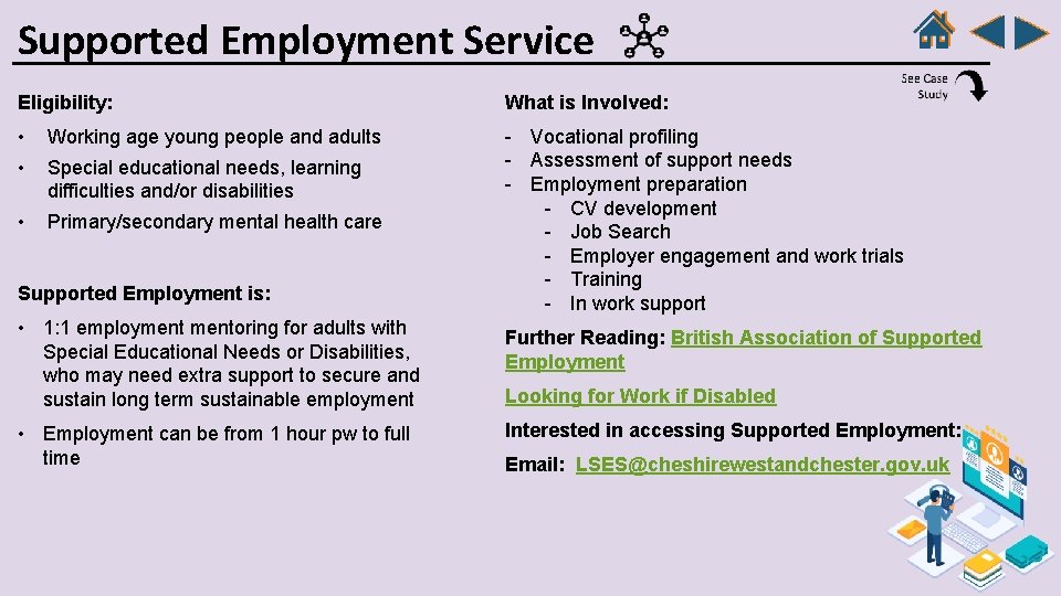 Supported Employment Service Eligibility: What is Involved: • • Working age young people and