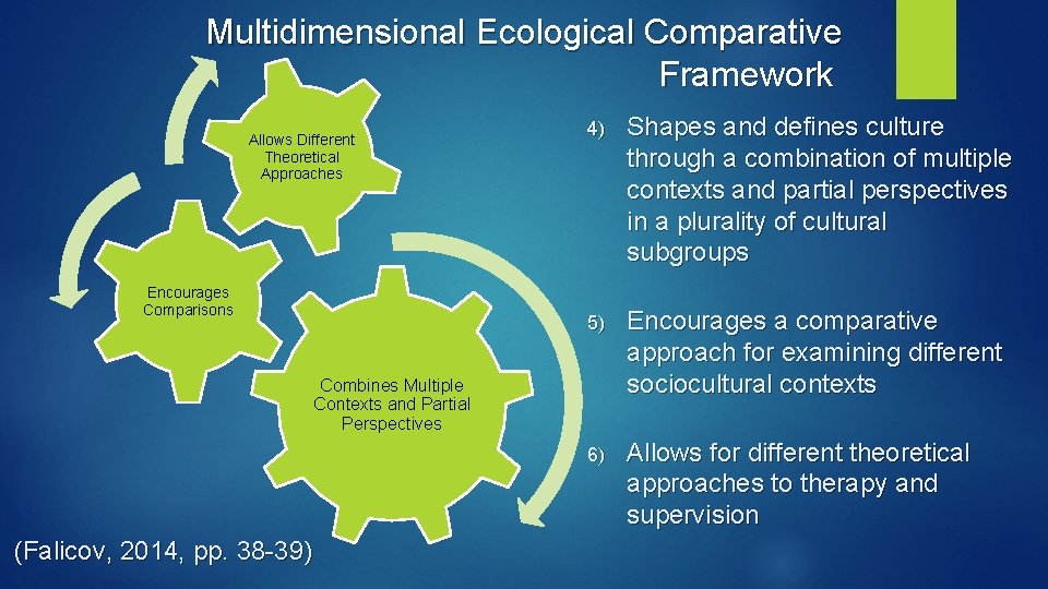 Multidimensional Ecological Comparative Framework Allows Different Theoretical Approaches Encourages Comparisons 4) Shapes and defines