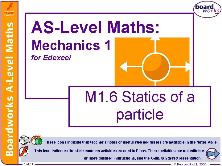 AS-Level Maths: Mechanics 1 for Edexcel M 1. 6 Statics of a particle These