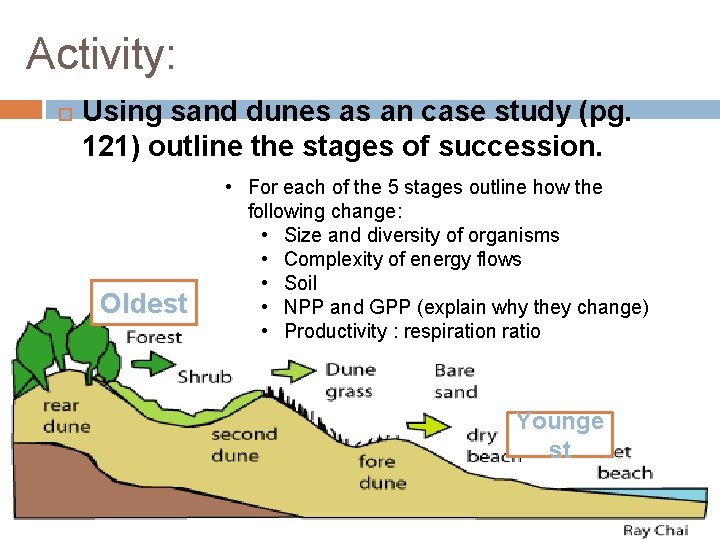 Activity: Using sand dunes as an case study (pg. 121) outline the stages of