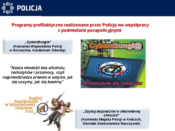 Programy profilaktyczne realizowane przez Policję we współpracy z podmiotami pozapolicyjnymi , , Cyberdżungla" (Komenda