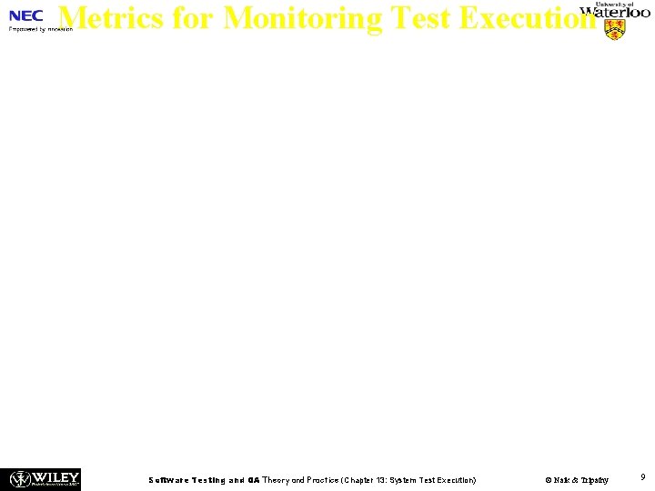 Metrics for Monitoring Test Execution n Test case Escapes (TCE) – A significant increase