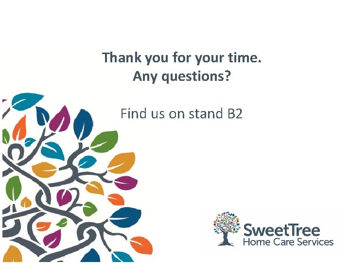 Thank you for your time. Any questions? Find us on stand B 2 