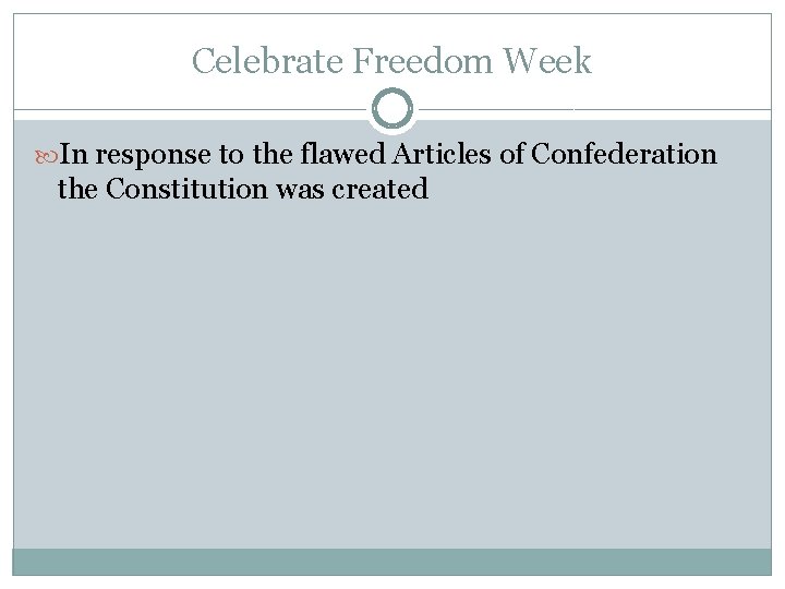 Celebrate Freedom Week In response to the flawed Articles of Confederation the Constitution was