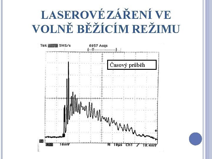 LASEROVÉ ZÁŘENÍ VE VOLNĚ BĚŽÍCÍM REŽIMU Časový průběh 