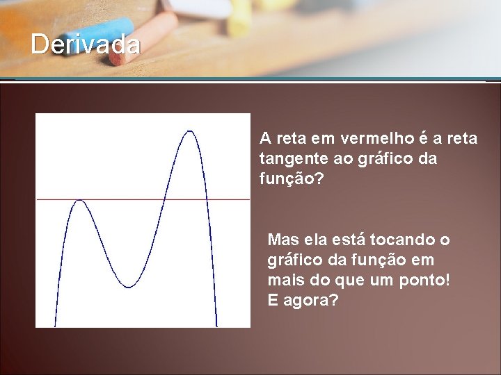 Derivada A reta em vermelho é a reta tangente ao gráfico da função? Mas