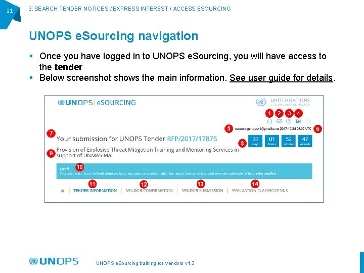 21 3. SEARCH TENDER NOTICES / EXPRESS INTEREST / ACCESS ESOURCING UNOPS e. Sourcing