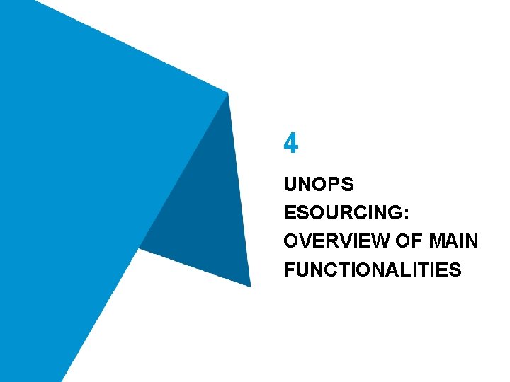 4 UNOPS ESOURCING: OVERVIEW OF MAIN FUNCTIONALITIES 